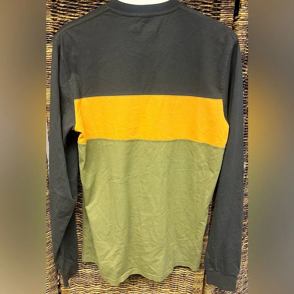 Kavu-Mens Untracked LS Colorblock Long Sleeve Shirt -‎ Black/Orange/Green, Small - Picture 5 of 6